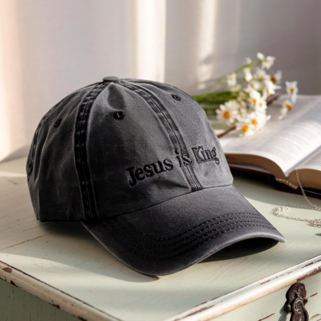 Jesus is King Embroidered Dad Hat Christian Apparel Etsy