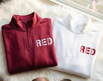 Quarter Zip Sweatshirt: Remember Everyone Deployed Embroidery