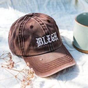 Washed Cotton BLEGH Dad Cap, Emo Goth Streetwear Metalcore Hat