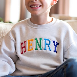 Custom Embroidered Kids Sweatshirt, Personalized Embroidered Toddler Crewneck, Sweatshirts for Kids, Baby Shower Gift, Gift for Baby