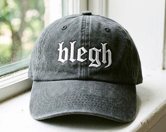 Geborduurde BLEGH-pet van gewassen katoen, emo Goth Streetwear Metalcore-hoed