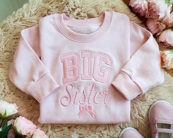 Gestickte große Schwester Sweatshirt, Sibling Anküdigung Outfit