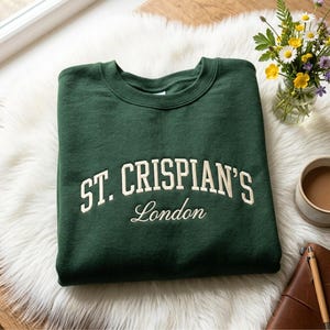 St. Crispians London Embroidered Crewneck Sweatshirt, Literary Book Lover Apparel