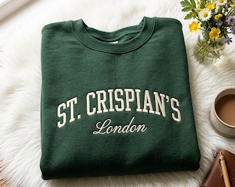 St. Crispians London besticktes Sweatshirt mit Rundhalsausschnitt, Bekleidung für Literaturliebhaber
