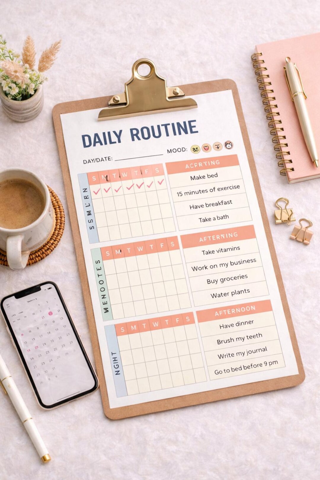 Daily Routine Optimizer Daily Routine Planner | Habit Tracker, Morning & Night Checklist (PDF ...