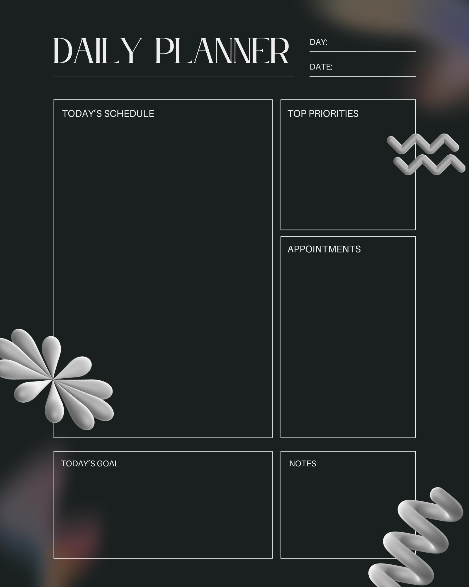 Minimalist Daily Planner Printable | Undated Productivity Template (PDF ...