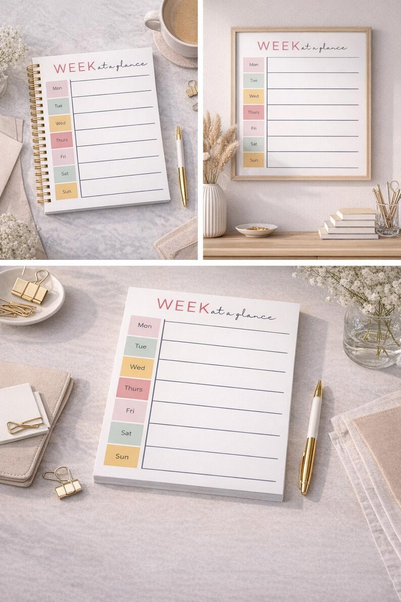 Weekley Planner Cursive Weekly Planner Printable | Minimalist Undated Organizer (letter PDF ...