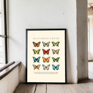 Vintage Butterfly Digital Art Print | Aesthetic Wall Decor | Colorful Insect Art | Antique Butterfly Collection, Unique Butterfly Lover Gift