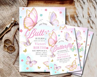 Editable Butterfly Birthday Invitation, Girls Garden Party (Digital Invite)
