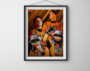 Mini Oscar Piastri Formula 1 Poster, Cinematic F1 Poster, motorsport wall decor.
