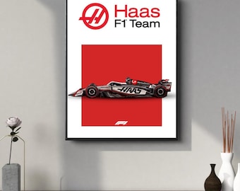 Haas Formula 1 Poster, Minimal Sports Wall Art, Modern Motorsport Decor, All Sizes Included
