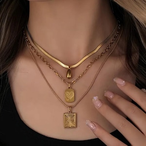 Conjunto de collar con colgante de acero inoxidable dorado, sol, flores y estrellas de mar, regalo para ella