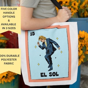 El Sol Tote Bag: Mexican Loteria Inspired Canvas Shopping Bag