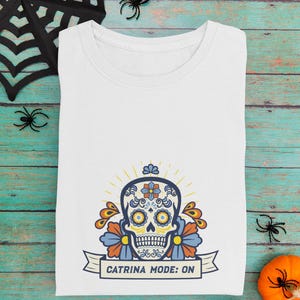 Catrina Dia de los Muertos T-Shirt: Unisex Garment-Dyed Cotton Tee