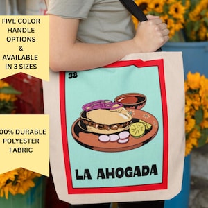 La Ahogada Loteria Tote Bag: Mexican-Inspired Canvas Shopping Bag