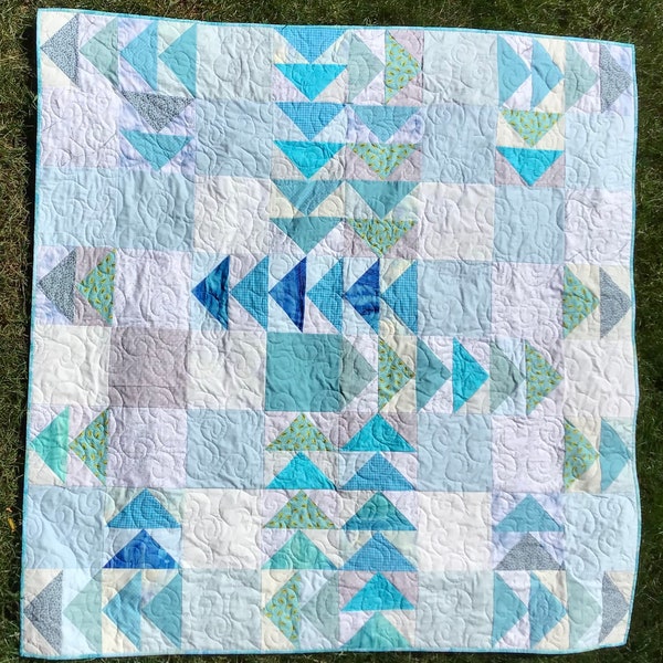 Gray/Blue Patchwork Throw/Wall Hanging