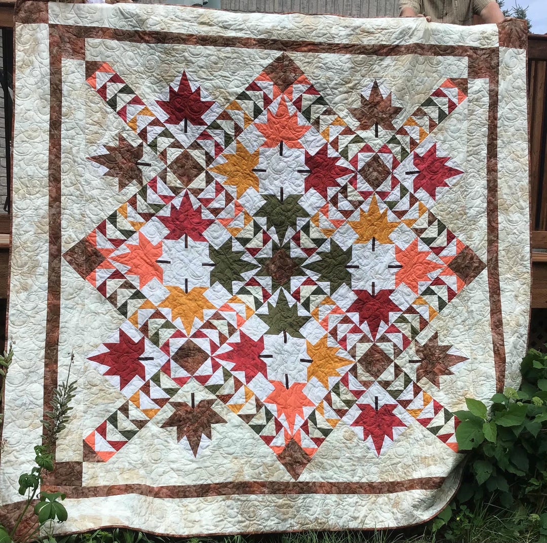 Falling Leaves Queen Size Quilt - Etsy