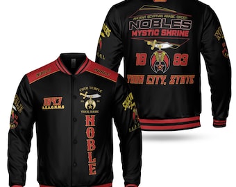 Custom Your Temple and Name Shriner Nobles Mystic Baseball Jacket