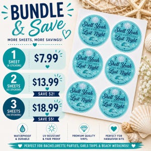 Shell Yeah Sticker | Beach Bachelorette Hangover Kit Favor