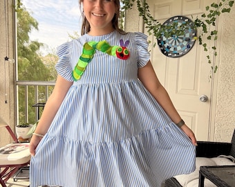 Hungry Caterpillar Inspired Dress | Handmade Book Character Dress | Preschool Teacher Outfit | Kindergarten Read Aloud Dress | One-of-a-Kind