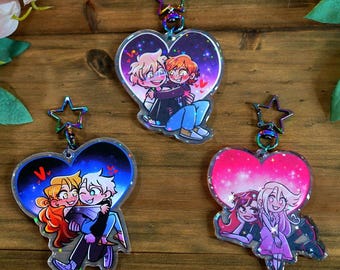 Star Catcher Webtoon Double Sided Holographic Charm Keychains - Luke/Tommy - Em/Stella - Maria/Txeru