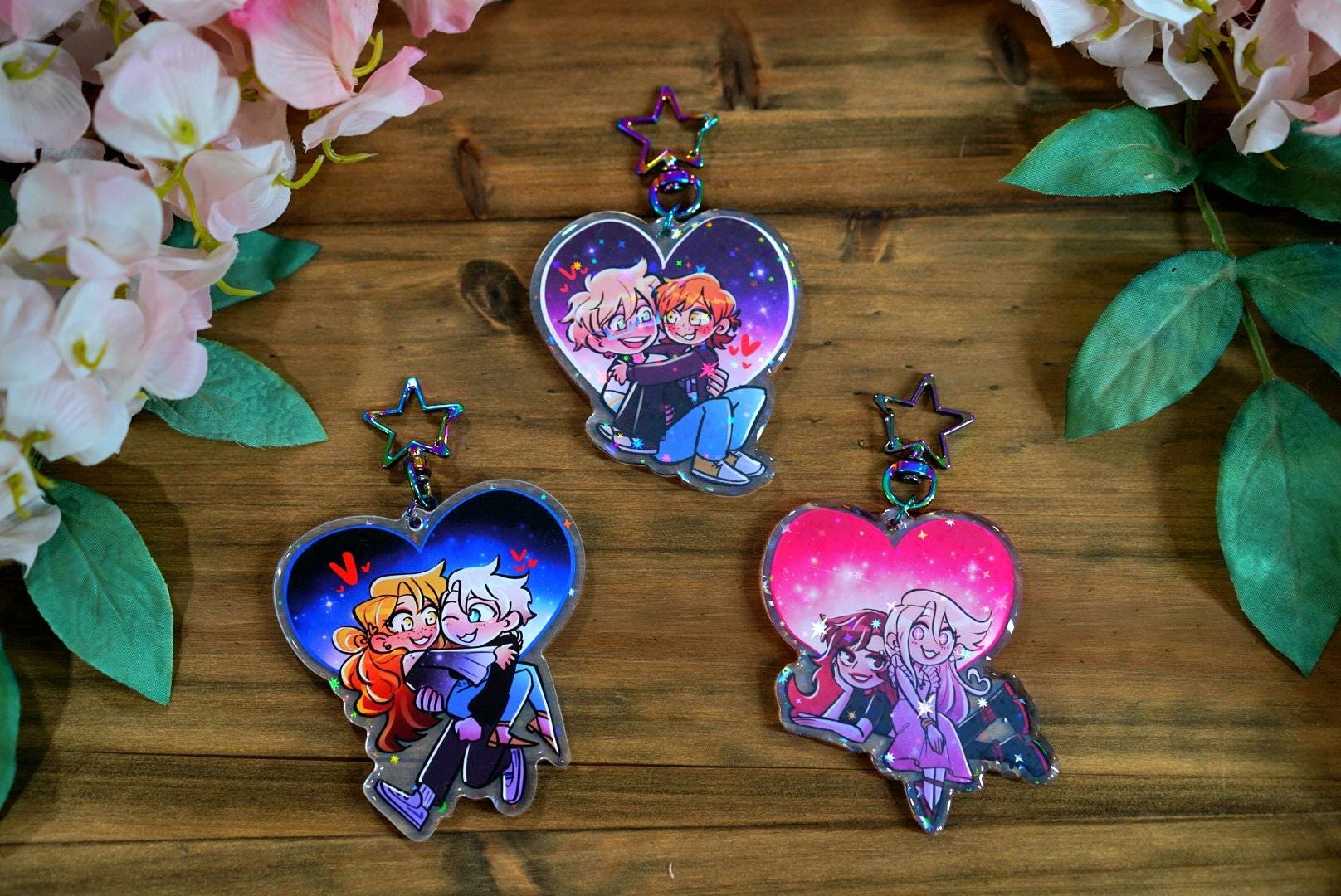 Star Catcher Webtoon Double Sided Holographic Charm Keychains
