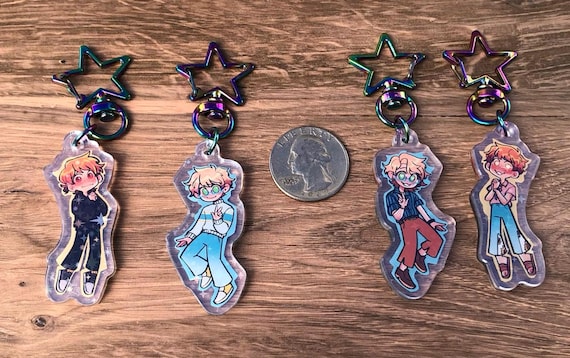 Star Catcher Webtoon Double Sided Holographic Charm Keychains - Luke - Tommy