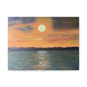Stretched Canvas Wall Art - Sunset Serenity, Nature Décor, Home Decoration, Gift for Art Lovers, Relaxing Atmosphere