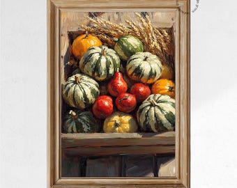 Rustic Autumn Harvest Still Life Print – Vintage Farmhouse Decor (Digital Download)