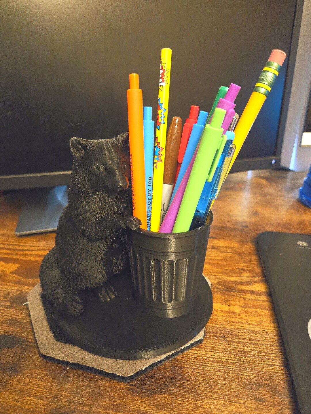 Raccoon Desk Organizer – Trash Can Pencil Holder - Etsy