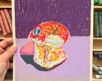Glowing Kern — Stillleben Öl Pastell Malerei, Original Art, Obst Kunst, Bunte Früchte Kunstwerk, 200x230