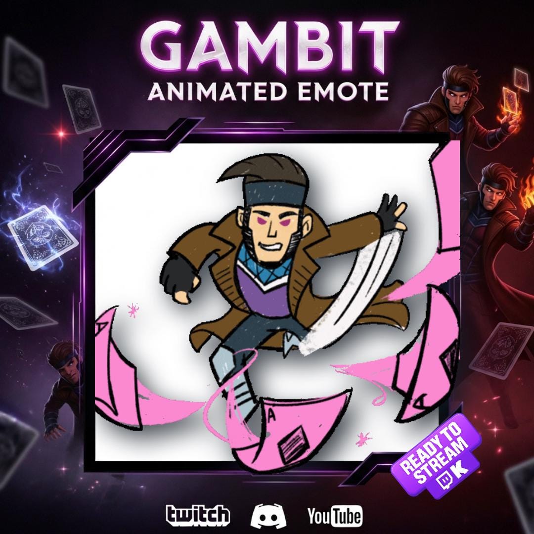 Marvel Gambit Animated Emote - X-men - Comic Book Style for Twitch ...
