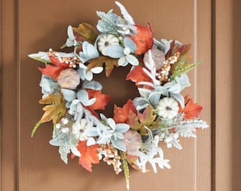 Herbstkranz Für Haustür - Künstlicher Türkranz Mit Kürbissen