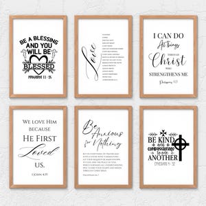 Set of 6 Scripture Wall Art Prints | Christian Bible Verse Decor | Printable Digital Download | Inspirational Religious Home Decor