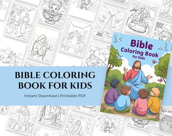 Bible Coloring Book for Kids Printable | Christian Activity Pages PDF | Scripture Coloring Sheets | Sunday School Digital Download
