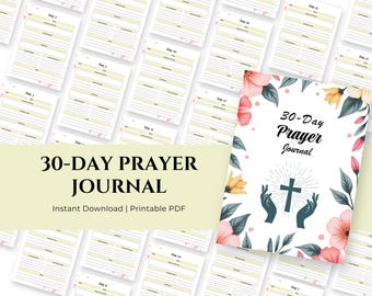 30 Day Prayer Journal Printable | Daily Christian Devotional | Bible Study Worksheet | Faith Planner PDF | Spiritual Growth Workbook
