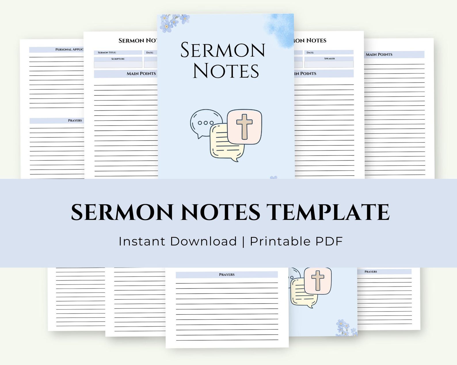 Sermon Notes Template Printable | Bible Study & Church Notes ...
