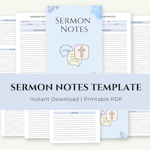 Sermon Notes Template Printable | Bible Study & Church Notes | Christian Journal Page | Digital Download | Faith-Based Notetaking