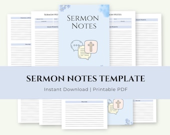 Sermon Notes Template Printable | Bible Study & Church Notes | Christian Journal Page | Digital Download | Faith-Based Notetaking