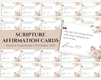 Tarjetas de Afirmaciones Bíblicas Imprimibles / Ánimo Cristiano PDF / Tarjetas con Versículos Bíblicos / Descarga Digital Basada en la Fe para Mujeres