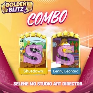 Shutdown et Lenny Leonard, autocollant du pack Golden Blitz, Monopoly Go