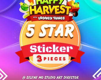 3 Pieces 5 Star Stickers , Happy Harvest Album , Bundle Monopoly Go Sticker