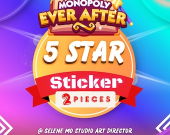 2 Pieces 5 Star , Monopoly Go Sticker , Stickers Ever After Album