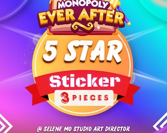 3 Pieces 5 Star Stickers , Ever After Album , Bundle Monopoly Go Sticker