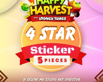 4 Star 5 Pieces Stickers for Happy Harvest Album , Monopoly Go Sticker
