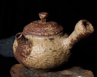Ceramic Kyūsu Teapot 230 ml, ash glaze, Artisan teaware