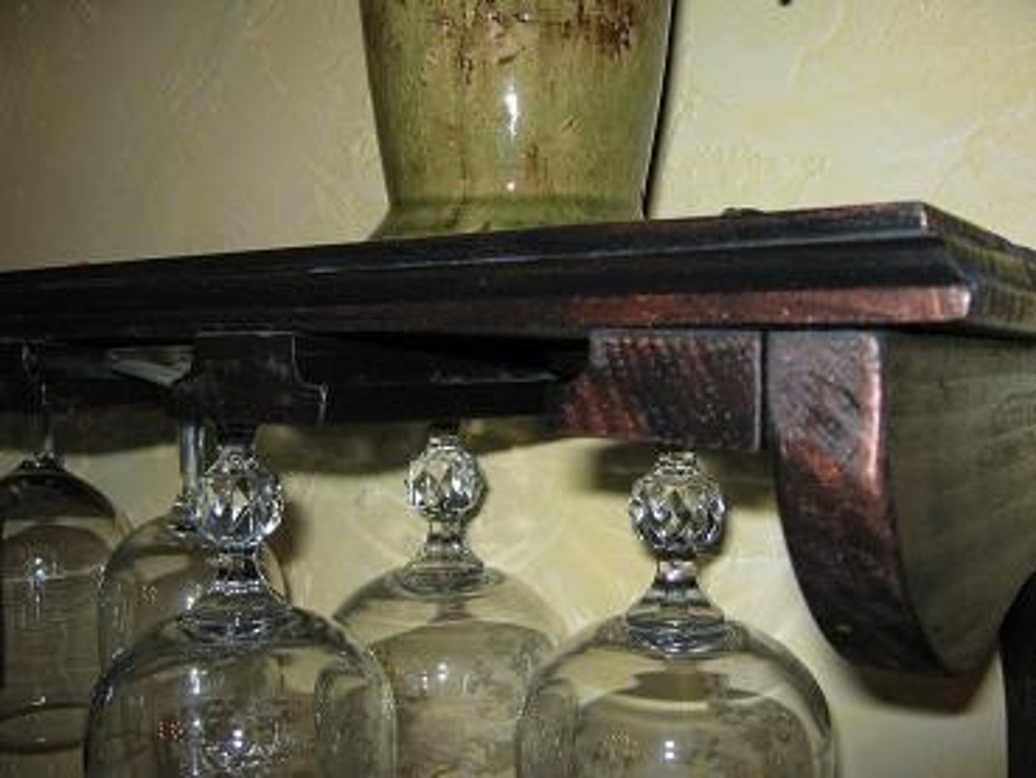 Wine Glass Stemware Shelf From Reclaimed Wood Holds 10 Glasses Etsy