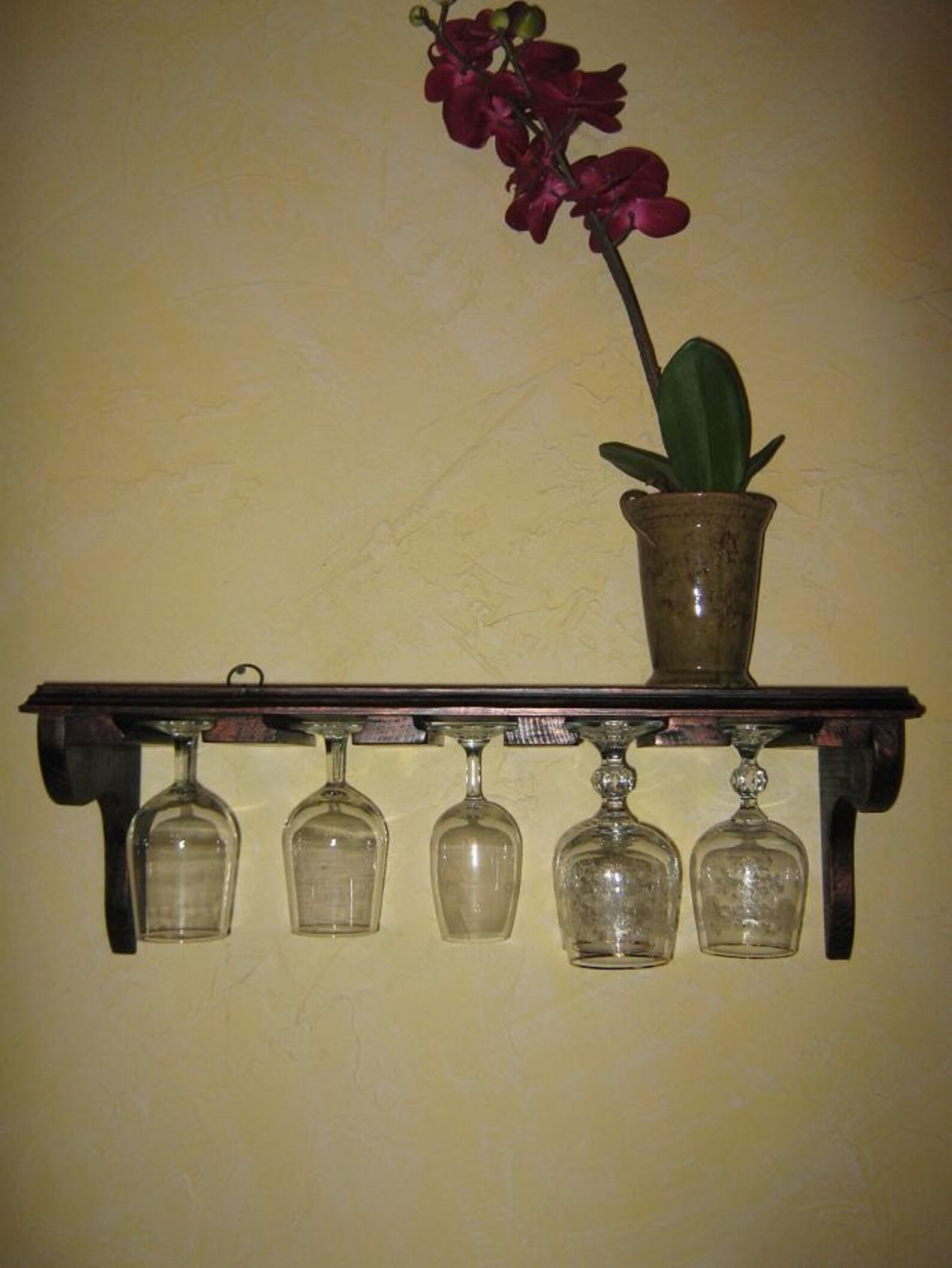 Wine Glass Stemware Shelf From Reclaimed Wood Holds 10 Glasses Etsy