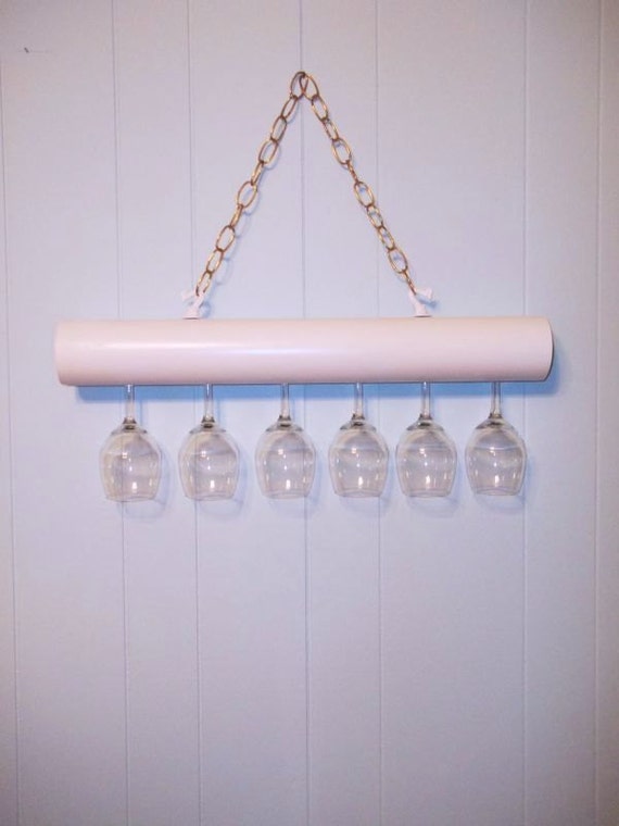 Items similar to Wine glass Shelf in white holds 6 of your favorite