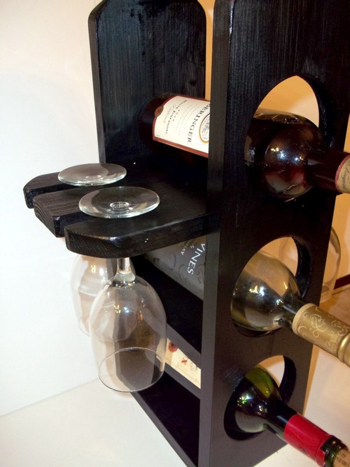 Unique wine rack stemware rack in Satin Black finish is Etsy